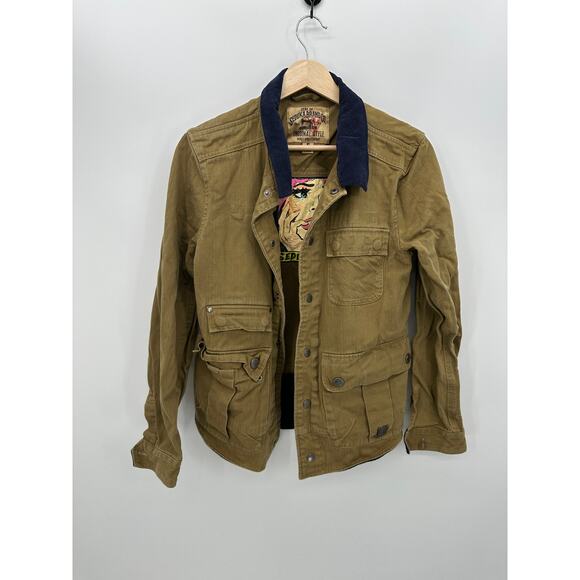 Seduka Brands Mens Brown Snap Button Jacket Size S Grunge Biker Utility - Picture 1 of 9